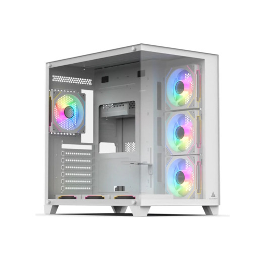 Acegeek Mercury R425 ATX Computer Caser, Up to 360mm Radiator & 10x Fan Support, Dual Side Full Tempered Glass, 0.7mm SPCC Material, USB 3.0, USB 2.0 x2, HD Audio, White | AG-MERCURY-R425-PRO-WHI